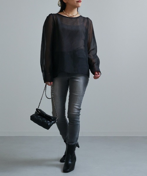 ap retro(アプレトロ)の「シアーブラウス / デザインスリーブプルオーバー(シャツ/ブラウス・レディース・アイボリー/ブラック/ベージュ・FREE)」の9枚目の写真