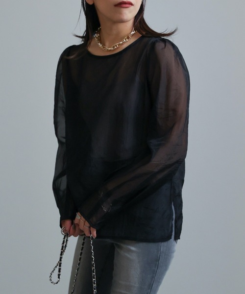 ap retro(アプレトロ)の「シアーブラウス / デザインスリーブプルオーバー(シャツ/ブラウス・レディース・アイボリー/ブラック/ベージュ・FREE)」の16枚目の写真