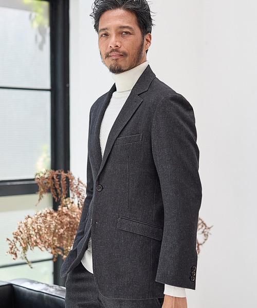 UNION STATION（ユニオンステーション）の「【EFFORTLESS】メランジカルゼテーラードジャケット<セットアップ対応>（テーラードジャケット・メンズ・チャコールグレー/ネイビー・LL/S/M/L）」の3枚目の写真