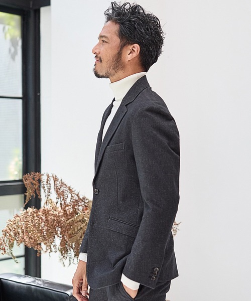 UNION STATION（ユニオンステーション）の「【EFFORTLESS】メランジカルゼテーラードジャケット<セットアップ対応>（テーラードジャケット・メンズ・チャコールグレー/ネイビー・LL/S/M/L）」の5枚目の写真