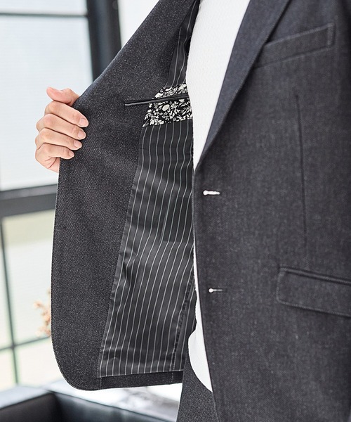 UNION STATION（ユニオンステーション）の「【EFFORTLESS】メランジカルゼテーラードジャケット<セットアップ対応>（テーラードジャケット・メンズ・チャコールグレー/ネイビー・LL/S/M/L）」の14枚目の写真