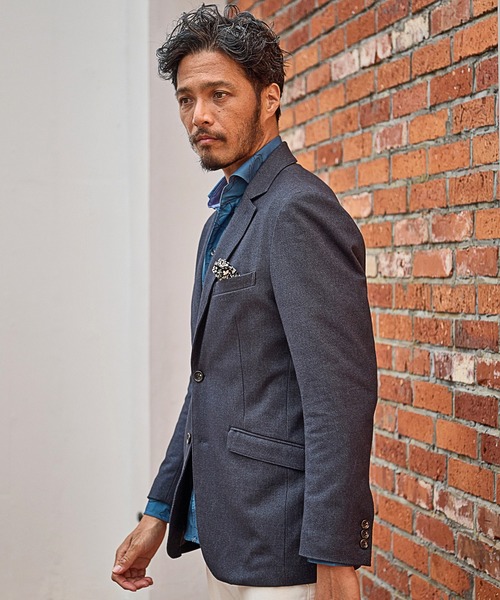 UNION STATION（ユニオンステーション）の「【EFFORTLESS】メランジカルゼテーラードジャケット<セットアップ対応>（テーラードジャケット・メンズ・チャコールグレー/ネイビー・LL/S/M/L）」の15枚目の写真