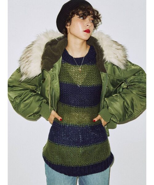 jouetie（ジュエティ）の「グランジローゲージニット（ニット/セーター・レディース・ブラック/ネイビー/ボルドー・MEDIUM）」の19枚目の写真