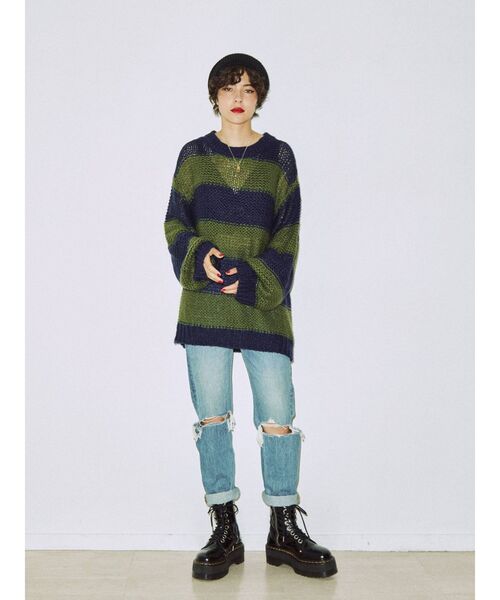 jouetie（ジュエティ）の「グランジローゲージニット（ニット/セーター・レディース・ブラック/ネイビー/ボルドー・MEDIUM）」の21枚目の写真