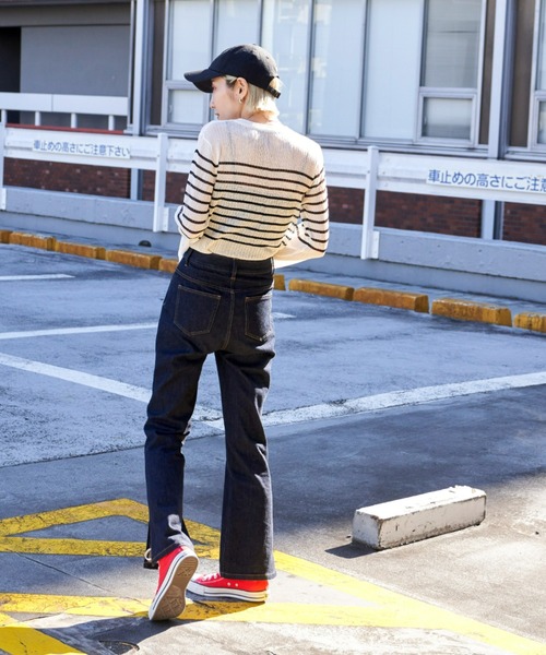 Auntie Rosa Holiday（アンティローザホリデー）の「【骨格ナチュラル】サイドスリットフレアデニム（デニムパンツ・レディース・ネイビー/ブラック・マルチサイズ）」の14枚目の写真