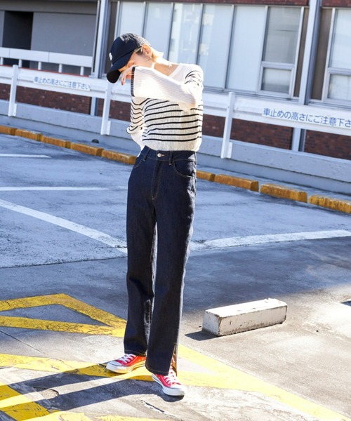 Auntie Rosa Holiday（アンティローザホリデー）の「【骨格ナチュラル】サイドスリットフレアデニム（デニムパンツ・レディース・ネイビー/ブラック・マルチサイズ）」の22枚目の写真