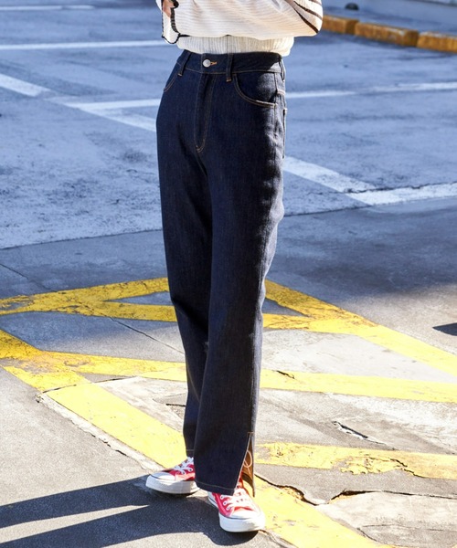 Auntie Rosa Holiday（アンティローザホリデー）の「【骨格ナチュラル】サイドスリットフレアデニム（デニムパンツ・レディース・ネイビー/ブラック・マルチサイズ）」の5枚目の写真