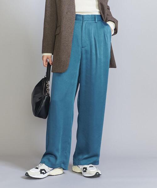 BEAUTY&YOUTH UNITED ARROWS（ビューティーアンドユースユナイテッドアローズ）の「ポリエステルサテン タックパンツ -ウォッシャブル-（その他パンツ・レディース・コバルトブルー/イエロー/オフホワイト・S/M）」の9枚目の写真