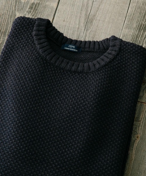 ITEMS URBANRESEARCH（アイテムズ アーバンリサーチ）の「マシンウォッシャブル クルーネックカノコニット（ニット/セーター・メンズ・オフホワイト/ピンク/グレー/グリーン/ネイビー・LARGE/MEDIUM）」の5枚目の写真