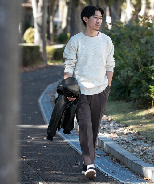 ITEMS URBANRESEARCH（アイテムズ アーバンリサーチ）の「マシンウォッシャブル クルーネックカノコニット（ニット/セーター・メンズ・オフホワイト/ピンク/グレー/グリーン/ネイビー・LARGE/MEDIUM）」の6枚目の写真