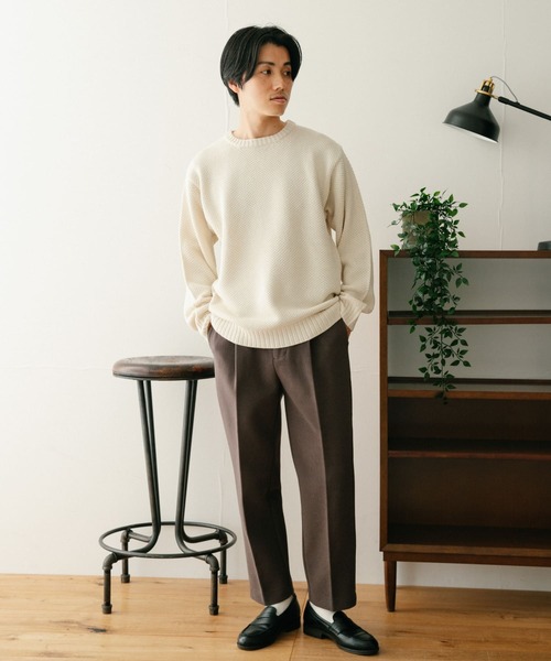 ITEMS URBANRESEARCH（アイテムズ アーバンリサーチ）の「マシンウォッシャブル クルーネックカノコニット（ニット/セーター・メンズ・オフホワイト/ピンク/グレー/グリーン/ネイビー・LARGE/MEDIUM）」の11枚目の写真