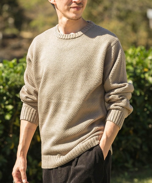 ITEMS URBANRESEARCH（アイテムズ アーバンリサーチ）の「マシンウォッシャブル クルーネックカノコニット（ニット/セーター・メンズ・オフホワイト/ピンク/グレー/グリーン/ネイビー・LARGE/MEDIUM）」の12枚目の写真