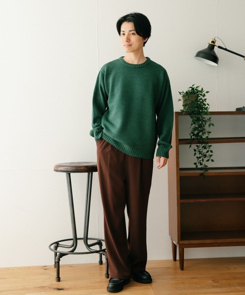 ITEMS URBANRESEARCH（アイテムズ アーバンリサーチ）の「マシンウォッシャブル クルーネックカノコニット（ニット/セーター・メンズ・オフホワイト/ピンク/グレー/グリーン/ネイビー・LARGE/MEDIUM）」の17枚目の写真