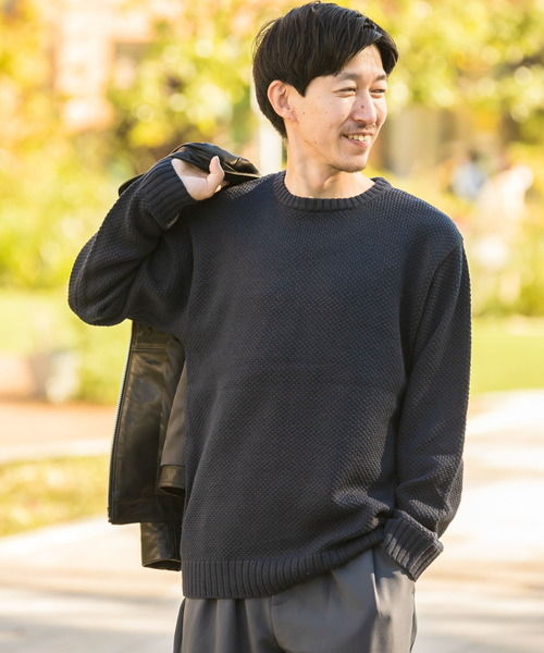 ITEMS URBANRESEARCH（アイテムズ アーバンリサーチ）の「マシンウォッシャブル クルーネックカノコニット（ニット/セーター・メンズ・オフホワイト/ピンク/グレー/グリーン/ネイビー・LARGE/MEDIUM）」の18枚目の写真