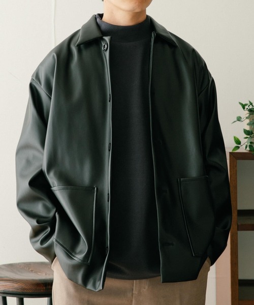 ITEMS URBANRESEARCH（アイテムズ アーバンリサーチ）の「レザータッチ カバーオールジャケット（カバーオール・メンズ・グレー/ブラック/ブルー・MEDIUM/LARGE）」の9枚目の写真