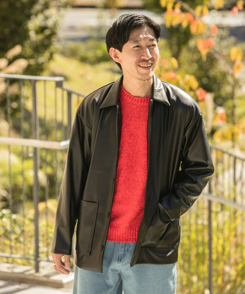 ITEMS URBANRESEARCH（アイテムズ アーバンリサーチ）の「レザータッチ カバーオールジャケット（カバーオール・メンズ・グレー/ブラック/ブルー・MEDIUM/LARGE）」の13枚目の写真