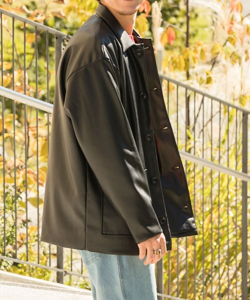 ITEMS URBANRESEARCH（アイテムズ アーバンリサーチ）の「レザータッチ カバーオールジャケット（カバーオール・メンズ・グレー/ブラック/ブルー・MEDIUM/LARGE）」の17枚目の写真