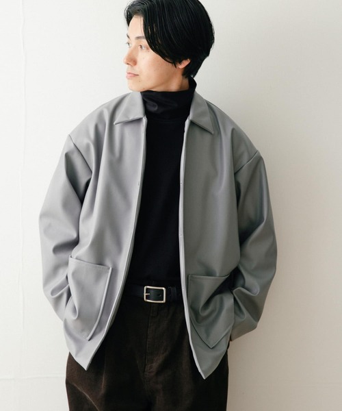 ITEMS URBANRESEARCH（アイテムズ アーバンリサーチ）の「レザータッチ カバーオールジャケット（カバーオール・メンズ・グレー/ブラック/ブルー・MEDIUM/LARGE）」の21枚目の写真