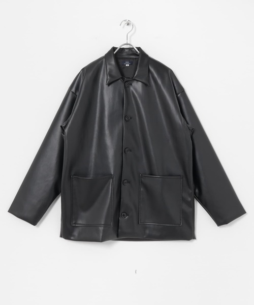 ITEMS URBANRESEARCH（アイテムズ アーバンリサーチ）の「レザータッチ カバーオールジャケット（カバーオール・メンズ・グレー/ブラック/ブルー・MEDIUM/LARGE）」の8枚目の写真