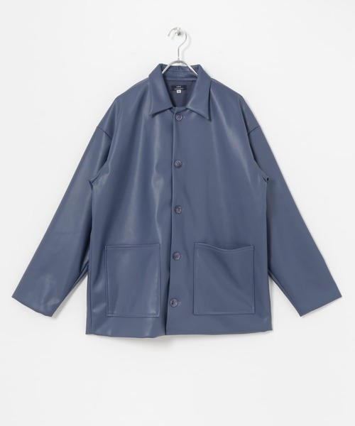 ITEMS URBANRESEARCH（アイテムズ アーバンリサーチ）の「レザータッチ カバーオールジャケット（カバーオール・メンズ・グレー/ブラック/ブルー・MEDIUM/LARGE）」の6枚目の写真