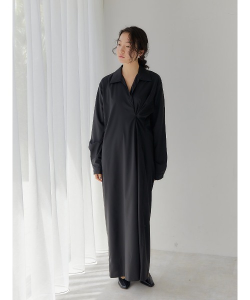 Ayla（アイラ）の「design maxi shirt（シャツワンピース・レディース・ブラック/ホワイト・FREE）」の2枚目の写真