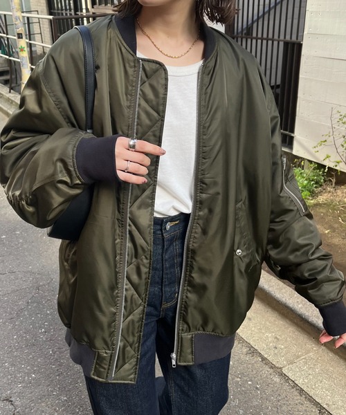 DISCOAT（ディスコート）の「【@chihiro___315 セレクト】ビッグMA-1≪WEB限定≫（MA-1・レディース・ブラック/カーキ/アイボリー・FREE）」の3枚目の写真