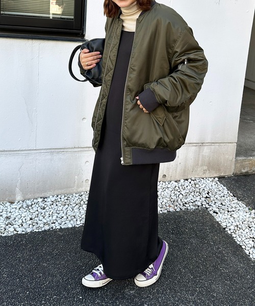 DISCOAT（ディスコート）の「【@chihiro___315 セレクト】ビッグMA-1≪WEB限定≫（MA-1・レディース・ブラック/カーキ/アイボリー・FREE）」の4枚目の写真