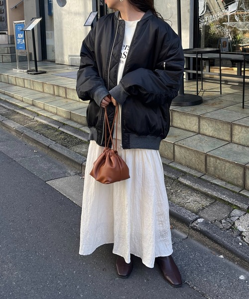 DISCOAT（ディスコート）の「【@chihiro___315 セレクト】ビッグMA-1≪WEB限定≫（MA-1・レディース・ブラック/カーキ/アイボリー・FREE）」の13枚目の写真