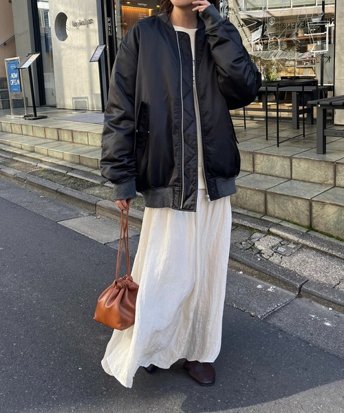 DISCOAT（ディスコート）の「【@chihiro___315 セレクト】ビッグMA-1≪WEB限定≫（MA-1・レディース・ブラック/カーキ/アイボリー・FREE）」の14枚目の写真