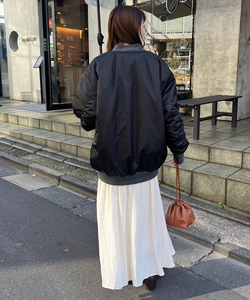 DISCOAT（ディスコート）の「【@chihiro___315 セレクト】ビッグMA-1≪WEB限定≫（MA-1・レディース・ブラック/カーキ/アイボリー・FREE）」の16枚目の写真