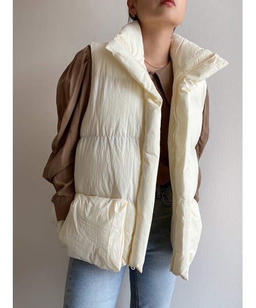 AMAIL（アマイル）の「Box pon ダウンベスト（ダウンベスト・レディース・ホワイト/ブラック・FREE）」の8枚目の写真