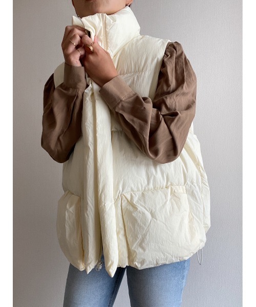 AMAIL（アマイル）の「Box pon ダウンベスト（ダウンベスト・レディース・ホワイト/ブラック・FREE）」の3枚目の写真