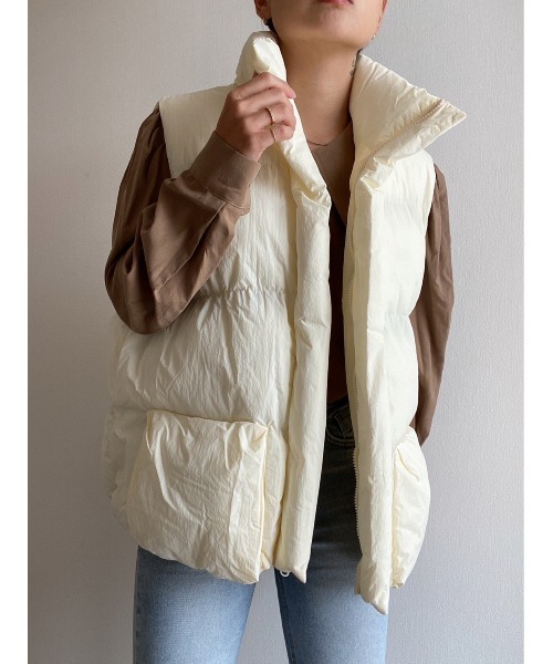 AMAIL（アマイル）の「Box pon ダウンベスト（ダウンベスト・レディース・ホワイト/ブラック・FREE）」の4枚目の写真