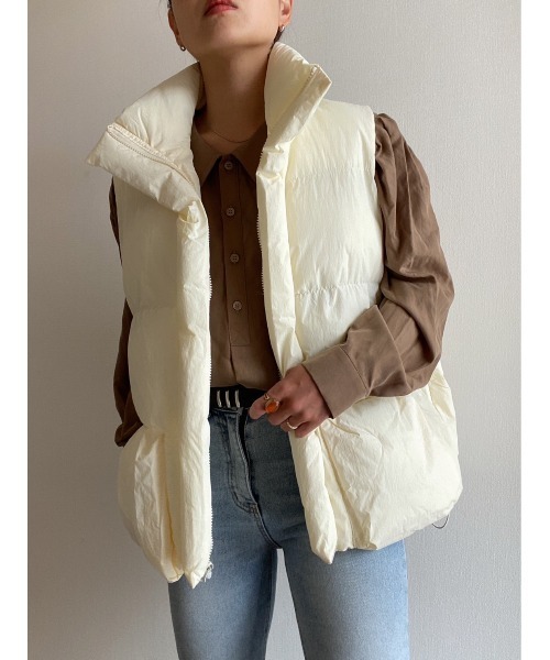 AMAIL（アマイル）の「Box pon ダウンベスト（ダウンベスト・レディース・ホワイト/ブラック・FREE）」の5枚目の写真