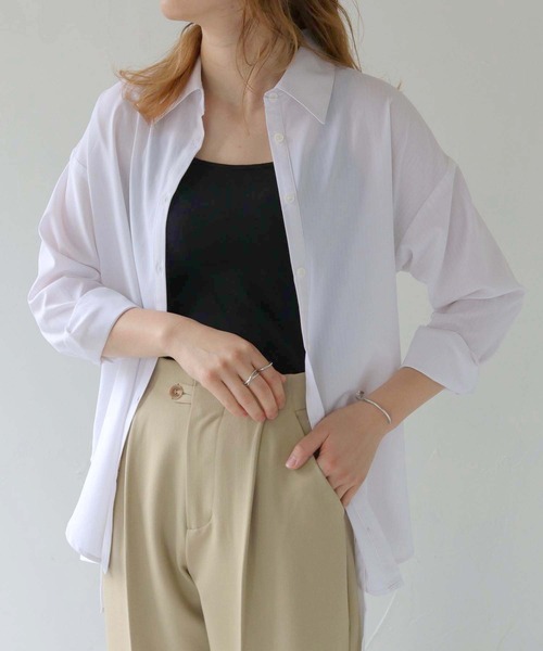 HER CLOSET（ハークローゼット）の「【vingtrois】ストライプヨークデザインブラウス（シャツ/ブラウス・レディース・オフホワイト/サックスブルー/ピンク/ネイビー/イエロー・M）」の2枚目の写真