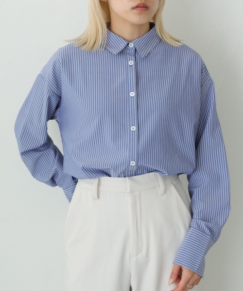 HER CLOSET（ハークローゼット）の「【vingtrois】ストライプヨークデザインブラウス（シャツ/ブラウス・レディース・オフホワイト/サックスブルー/ピンク/ネイビー/イエロー・M）」の13枚目の写真