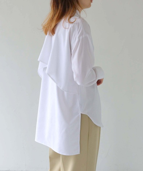 HER CLOSET（ハークローゼット）の「【vingtrois】ストライプヨークデザインブラウス（シャツ/ブラウス・レディース・オフホワイト/サックスブルー/ピンク/ネイビー/イエロー・M）」の8枚目の写真