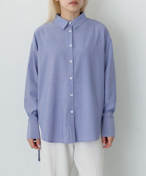 HER CLOSET（ハークローゼット）の「【vingtrois】ストライプヨークデザインブラウス（シャツ/ブラウス・レディース・オフホワイト/サックスブルー/ピンク/ネイビー/イエロー・M）」の17枚目の写真