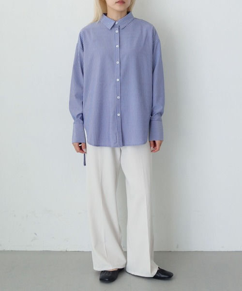 HER CLOSET（ハークローゼット）の「【vingtrois】ストライプヨークデザインブラウス（シャツ/ブラウス・レディース・オフホワイト/サックスブルー/ピンク/ネイビー/イエロー・M）」の21枚目の写真