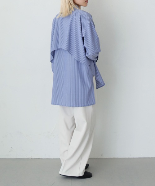 HER CLOSET（ハークローゼット）の「【vingtrois】ストライプヨークデザインブラウス（シャツ/ブラウス・レディース・オフホワイト/サックスブルー/ピンク/ネイビー/イエロー・M）」の22枚目の写真