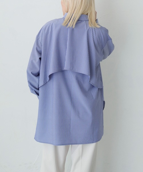 HER CLOSET（ハークローゼット）の「【vingtrois】ストライプヨークデザインブラウス（シャツ/ブラウス・レディース・オフホワイト/サックスブルー/ピンク/ネイビー/イエロー・M）」の20枚目の写真