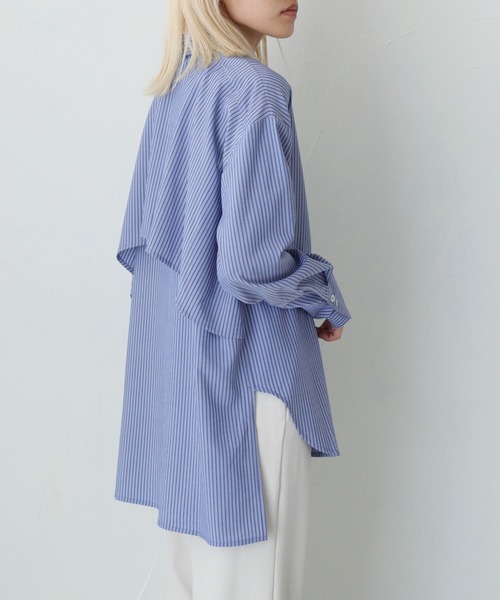 HER CLOSET（ハークローゼット）の「【vingtrois】ストライプヨークデザインブラウス（シャツ/ブラウス・レディース・オフホワイト/サックスブルー/ピンク/ネイビー/イエロー・M）」の19枚目の写真