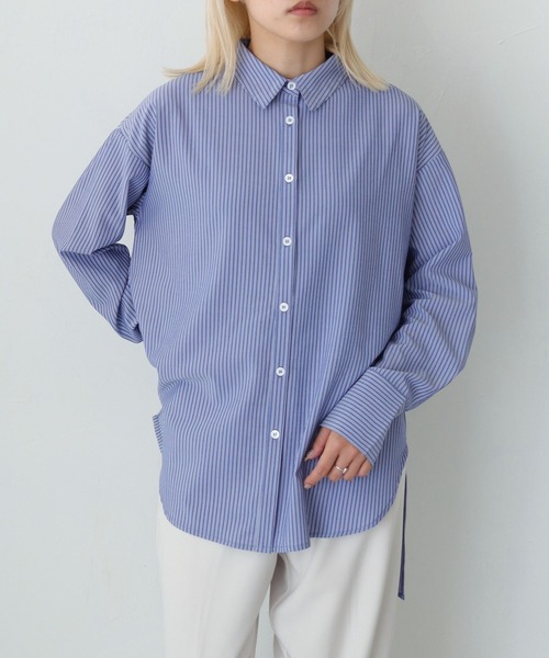 HER CLOSET（ハークローゼット）の「【vingtrois】ストライプヨークデザインブラウス（シャツ/ブラウス・レディース・オフホワイト/サックスブルー/ピンク/ネイビー/イエロー・M）」の18枚目の写真