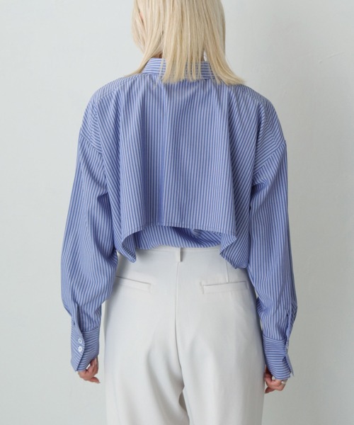 HER CLOSET（ハークローゼット）の「【vingtrois】ストライプヨークデザインブラウス（シャツ/ブラウス・レディース・オフホワイト/サックスブルー/ピンク/ネイビー/イエロー・M）」の14枚目の写真