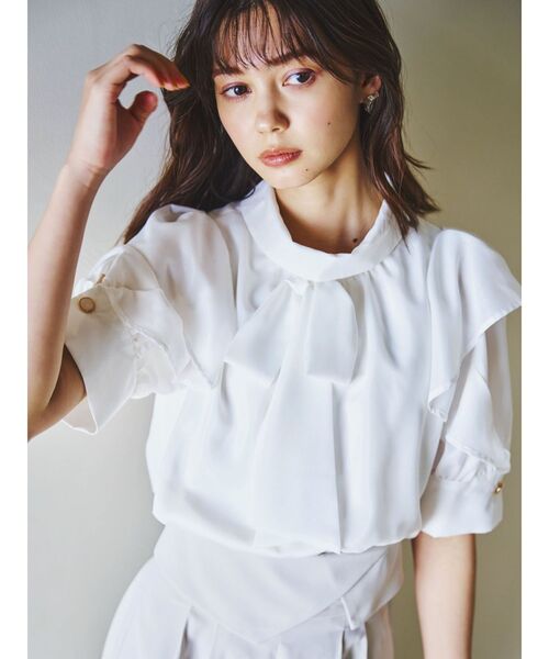 dazzlin(ダズリン)の「フリルリボン2WAY5分袖ブラウス(シャツ/ブラウス・レディース・アイボリー/オフホワイト/グレー・FREE)」の19枚目の写真