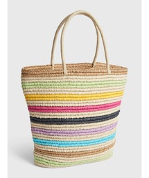 レインボーストライプ ストロー トートバッグ