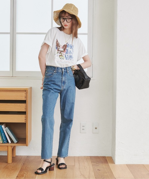 ANGIE(アンジー)の「イーグルプリントTシャツ(半袖)(Tシャツ/カットソー・レディース・ダークグレー/ホワイト・MEDIUM/LARGE)」の3枚目の写真