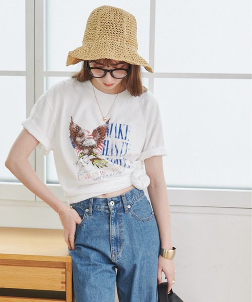 ANGIE(アンジー)の「イーグルプリントTシャツ(半袖)(Tシャツ/カットソー・レディース・ダークグレー/ホワイト・MEDIUM/LARGE)」の9枚目の写真