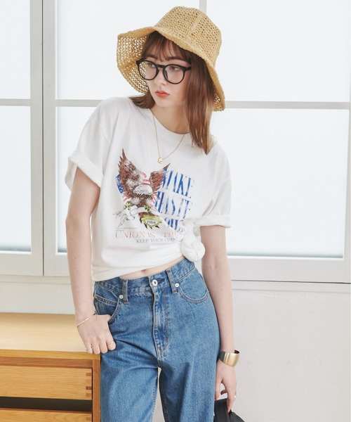 ANGIE(アンジー)の「イーグルプリントTシャツ(半袖)(Tシャツ/カットソー・レディース・ダークグレー/ホワイト・MEDIUM/LARGE)」の10枚目の写真