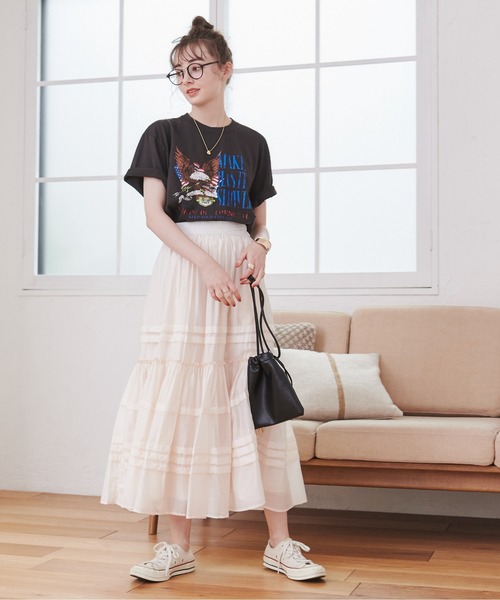 ANGIE(アンジー)の「イーグルプリントTシャツ(半袖)(Tシャツ/カットソー・レディース・ダークグレー/ホワイト・MEDIUM/LARGE)」の15枚目の写真